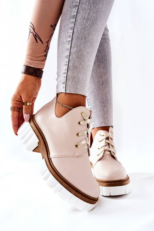 Laarzen Cut Out met bandjes beige Kaxo Laarzen Cut Out met bandjes beige Kaxo