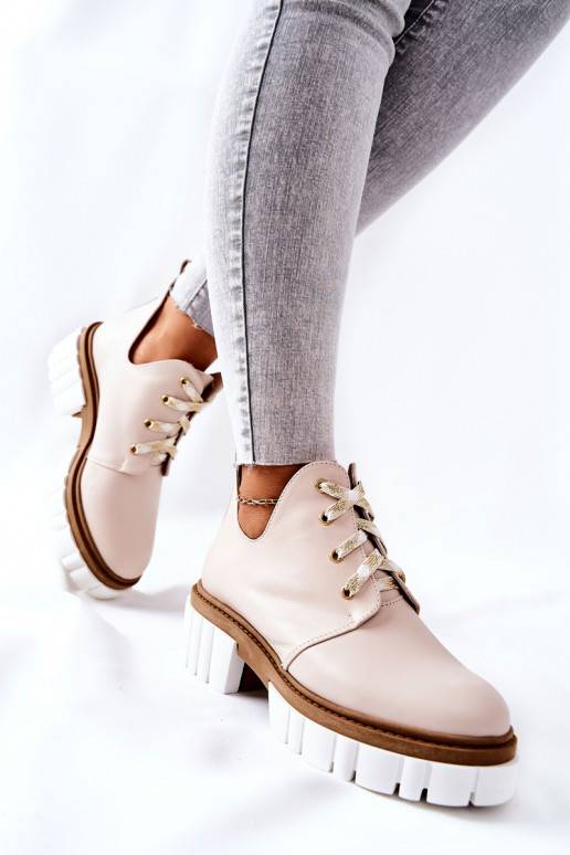 Laarzen Cut Out met bandjes beige Kaxo Laarzen Cut Out met bandjes beige Kaxo