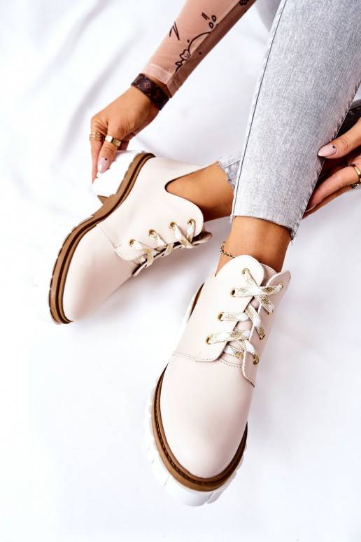 Laarzen Cut Out met bandjes beige Kaxo Laarzen Cut Out met bandjes beige Kaxo