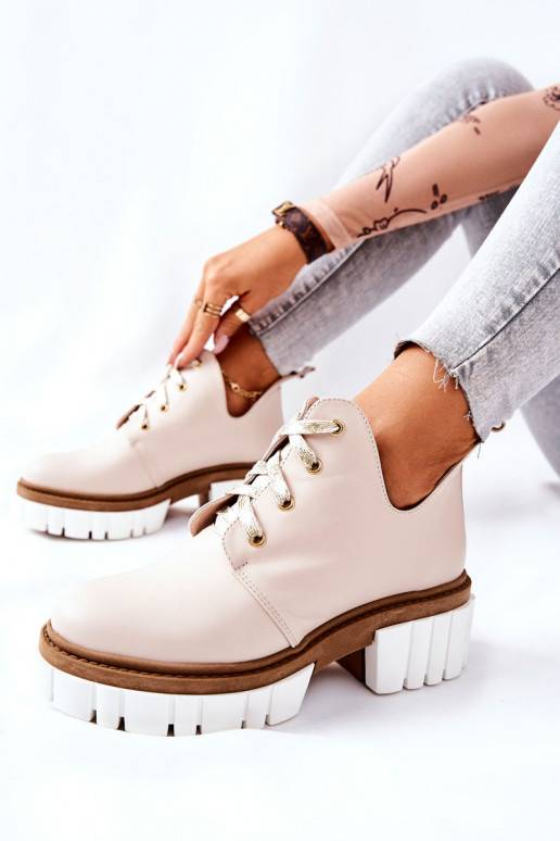 Laarzen Cut Out met bandjes beige Kaxo Laarzen Cut Out met bandjes beige Kaxo