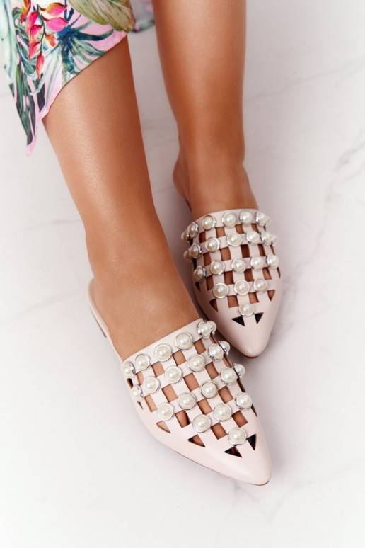 Slippers met zool I Perłami beige Ripple Slippers met zool I Perłami beige Ripple