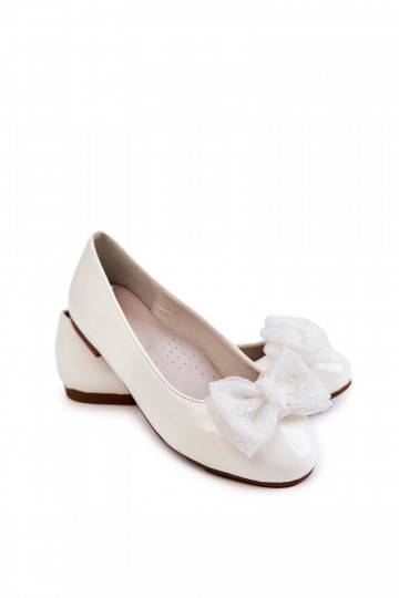 Kinderballerina's met lakeffect en linten in de witte kleur Zolly 2