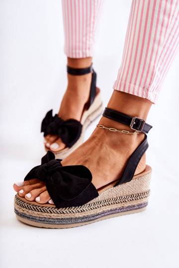 Suède platformsandalen in...