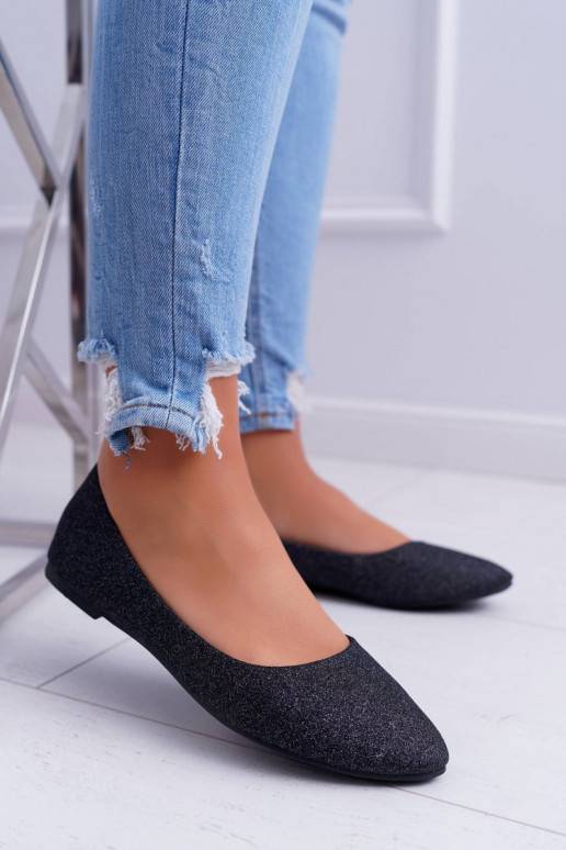 Glanzende ballerina's in zwart Tiffy