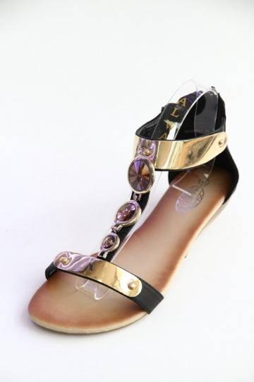Sandalen met goudkleurige...