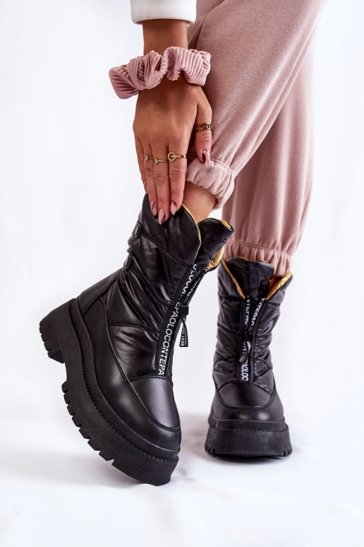 Zwarte snowboots met ritsen Zwarte snowboots met ritsen