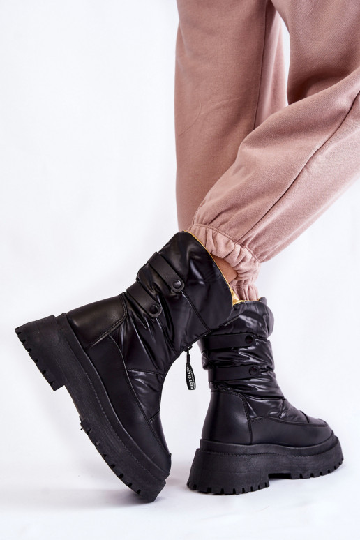 Zwarte snowboots met ritsen Zwarte snowboots met ritsen