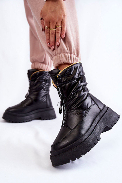 Zwarte snowboots met ritsen Zwarte snowboots met ritsen