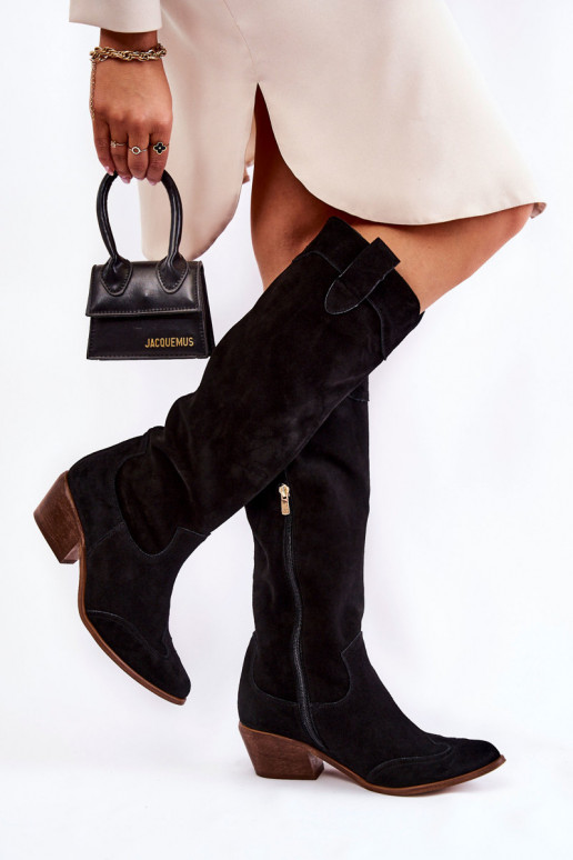 Zwarte lange laarzen met hakken Zwarte lange laarzen met hakken