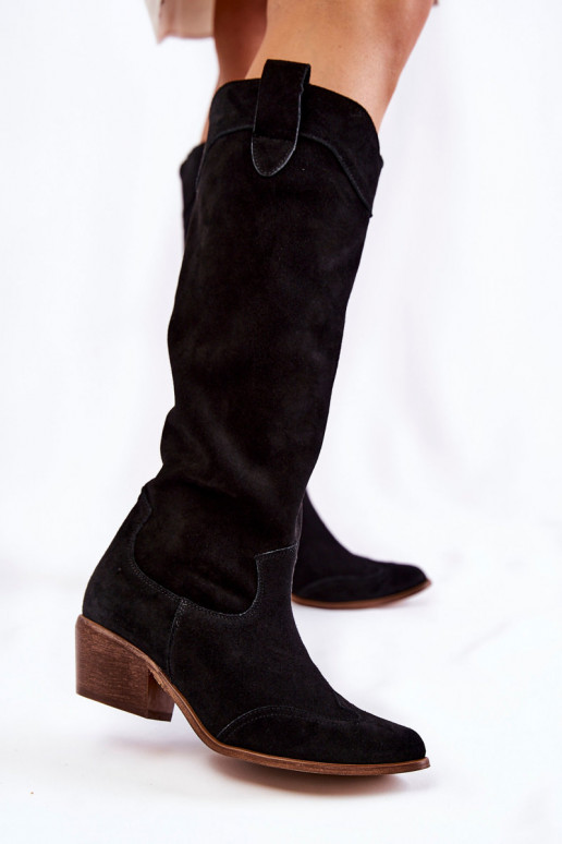 Zwarte lange laarzen met hakken Zwarte lange laarzen met hakken