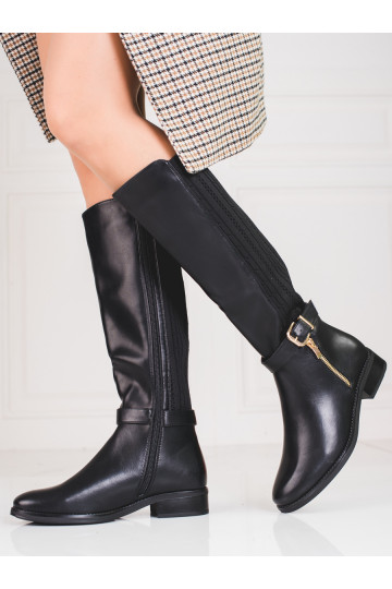 Zwarte leren schoenen Shelovet