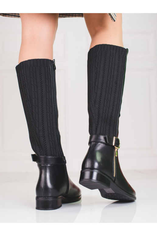 Zwarte leren schoenen Shelovet Zwarte leren schoenen Shelovet