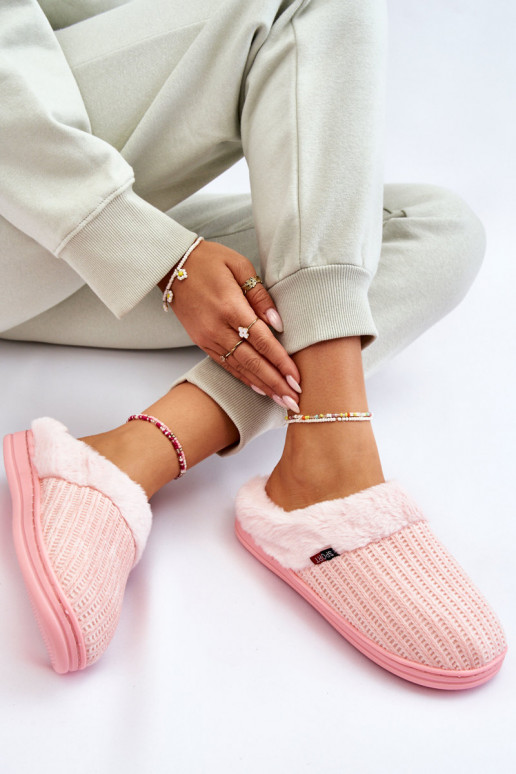 Damesslippers met bont roze Leriss