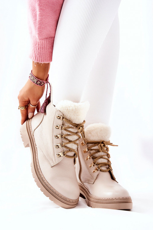 Beige Khaleni-enkellaarzen voor dames Beige Khaleni-enkellaarzen voor dames