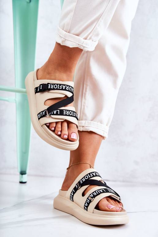 Modieuze pantoffels La.Fi beige Menifis Modieuze pantoffels La.Fi beige Menifis