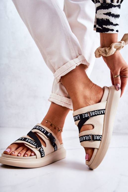 Modieuze pantoffels La.Fi beige Menifis Modieuze pantoffels La.Fi beige Menifis