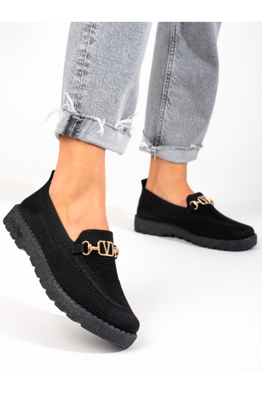 Shelovet zwarte textielmocassins voor...