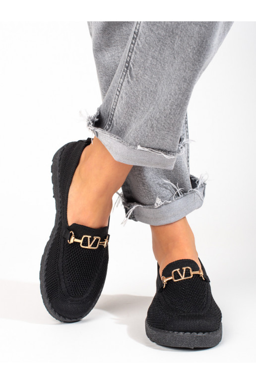 Shelovet zwarte textielmocassins voor...