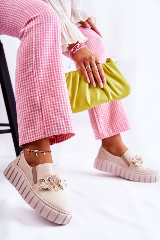 Sneakers Slip-On met ornamenten beige... Sneakers Slip-On met ornamenten beige...