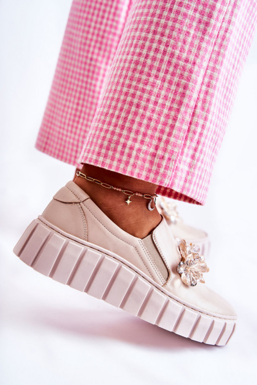 Sneakers Slip-On met ornamenten beige... Sneakers Slip-On met ornamenten beige...