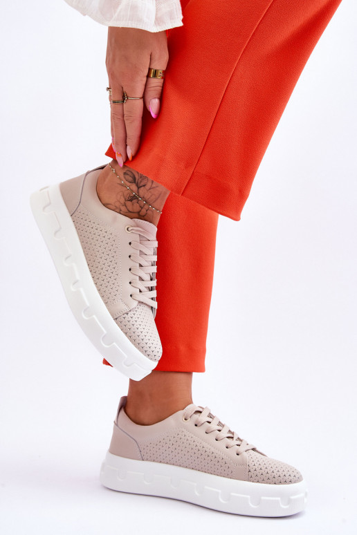 Sportschoenen met een platform beige...