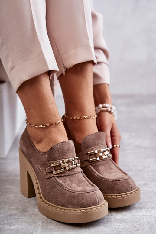 Jaime beige suède laarzen met dikke hak Jaime beige suède laarzen met dikke hak