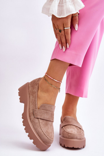 Mocassins van beige suède...