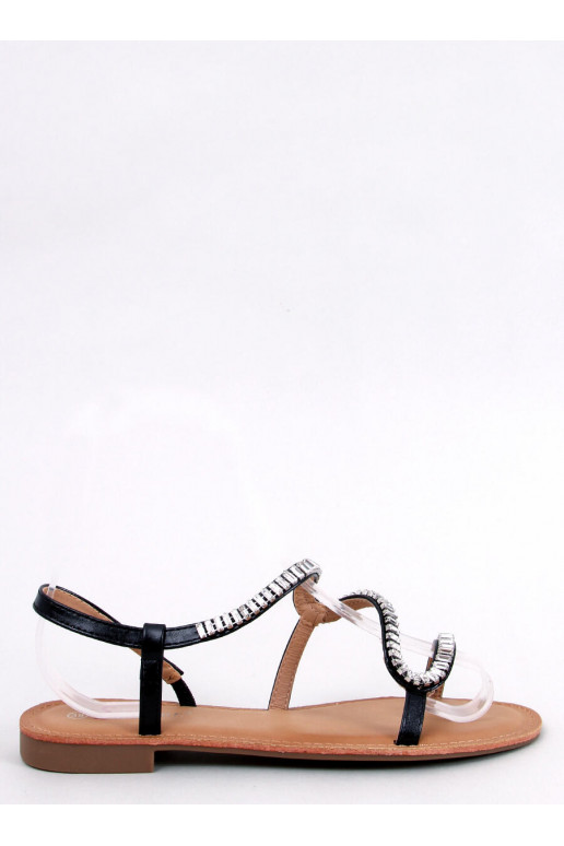 Zwarte sandalen met kristallen ADANI...