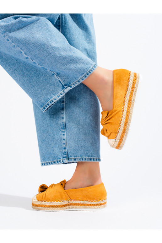 Suède espadrilles met plateau in de...