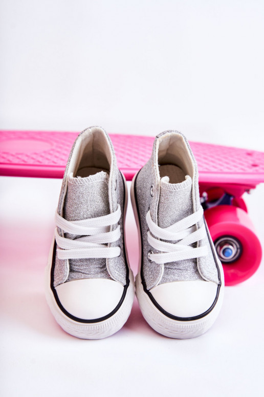 Catrina zilverkleurige leren sneakers Catrina zilverkleurige leren sneakers