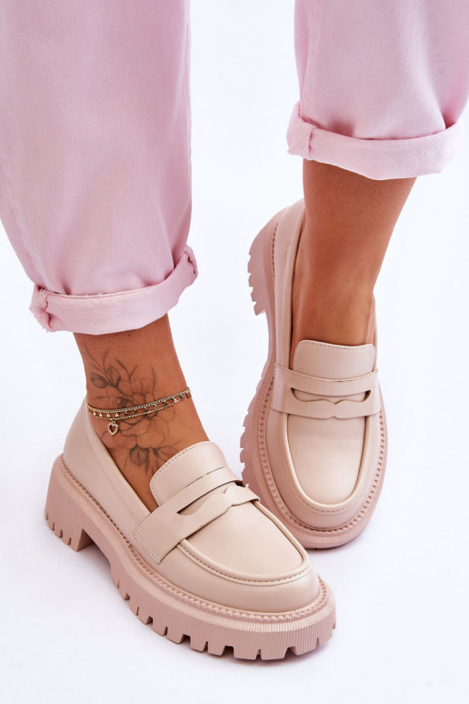 Mocassins met enorm platform in beige... Mocassins met enorm platform in beige...