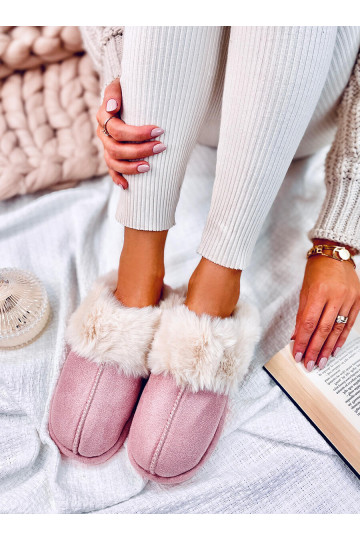Slippers met bont roze...