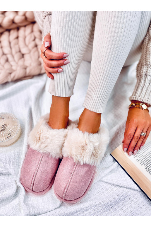 Slippers met bont roze kleur OTTEYS Slippers met bont roze kleur OTTEYS