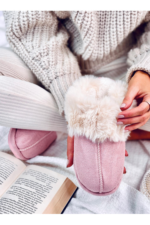 Slippers met bont roze kleur OTTEYS Slippers met bont roze kleur OTTEYS