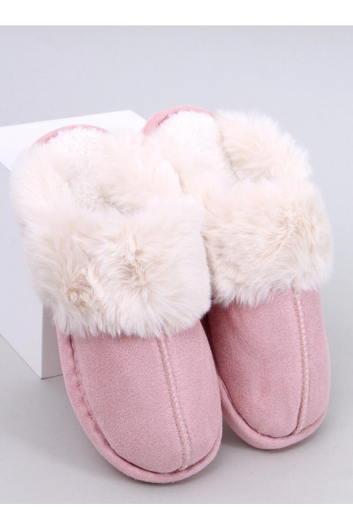 Slippers met bont roze kleur OTTEYS Slippers met bont roze kleur OTTEYS
