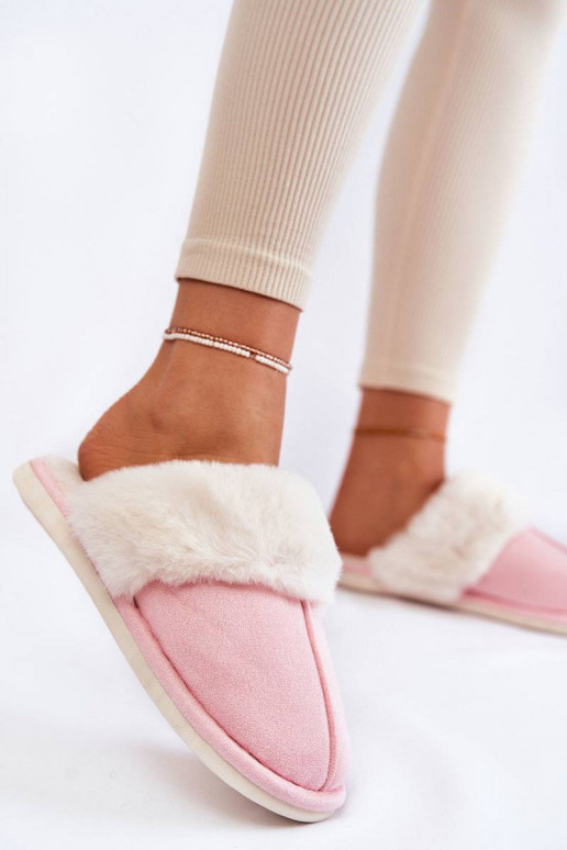 Slippers met bont roze Morisea