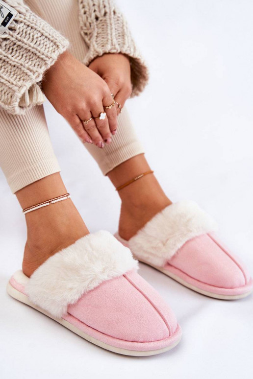 Slippers met bont roze Morisea
