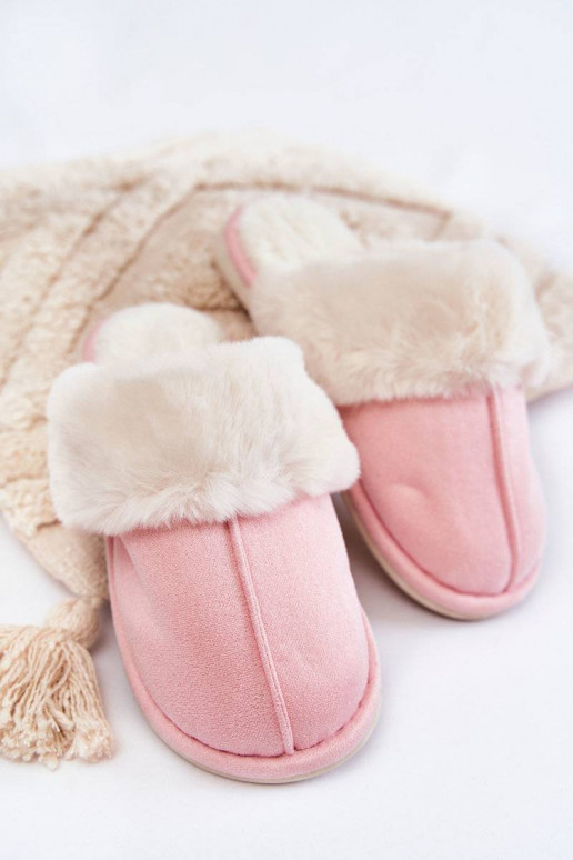 Slippers met bont roze Morisea