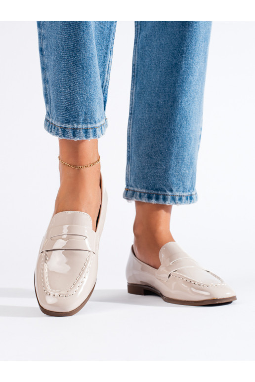 Gelakte damesmocassins beige Shelovet