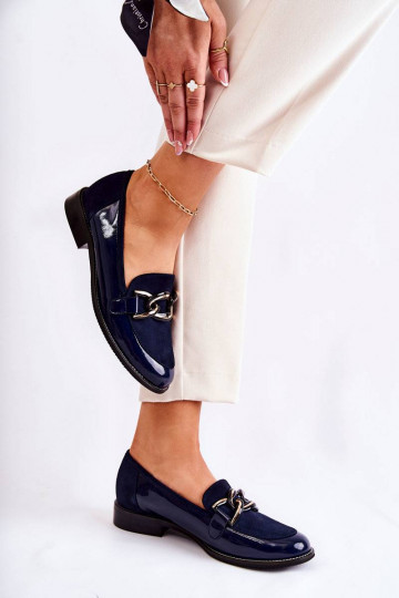 Klassiek model Mocassins met kettingen Laura Messi donkerblauw 2