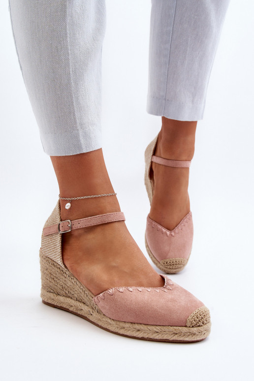 Suède sandaal espadrilles roze Raylin Suède sandaal espadrilles roze Raylin