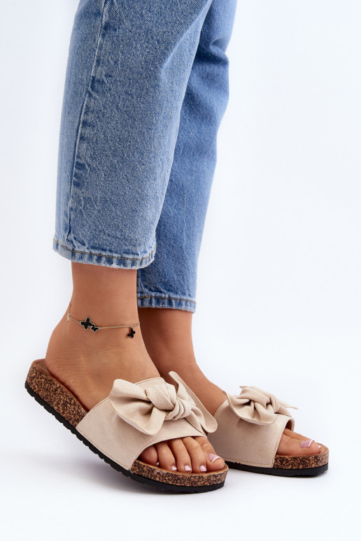 Damespantoffels met lint beige Ezephira Damespantoffels met lint beige Ezephira