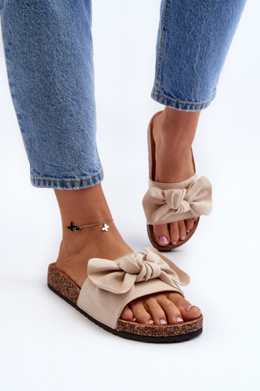 Damespantoffels met lint beige Ezephira Damespantoffels met lint beige Ezephira