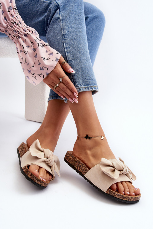 Damespantoffels met lint beige Ezephira Damespantoffels met lint beige Ezephira