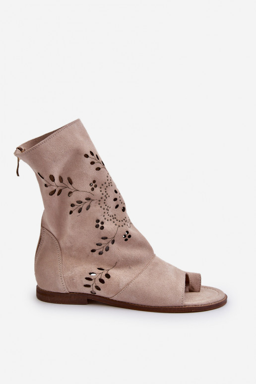 Zazoo Suède sandalen met hak in beige... Zazoo Suède sandalen met hak in beige...