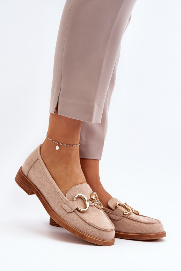 Elegante suède mocassins met ornamenten beige Echonesa 2