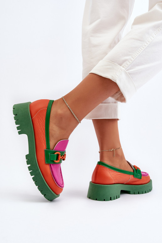 CheBello oranje mocassins met ornamenten CheBello oranje mocassins met ornamenten