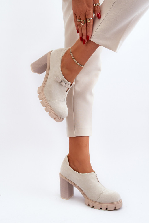 Ivoren Tauina schoenen met hak Ivoren Tauina schoenen met hak