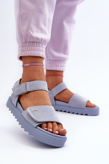 Suède sandalen met platform...