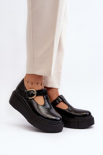 Lakleren platformschoenen in zwart Zazoo